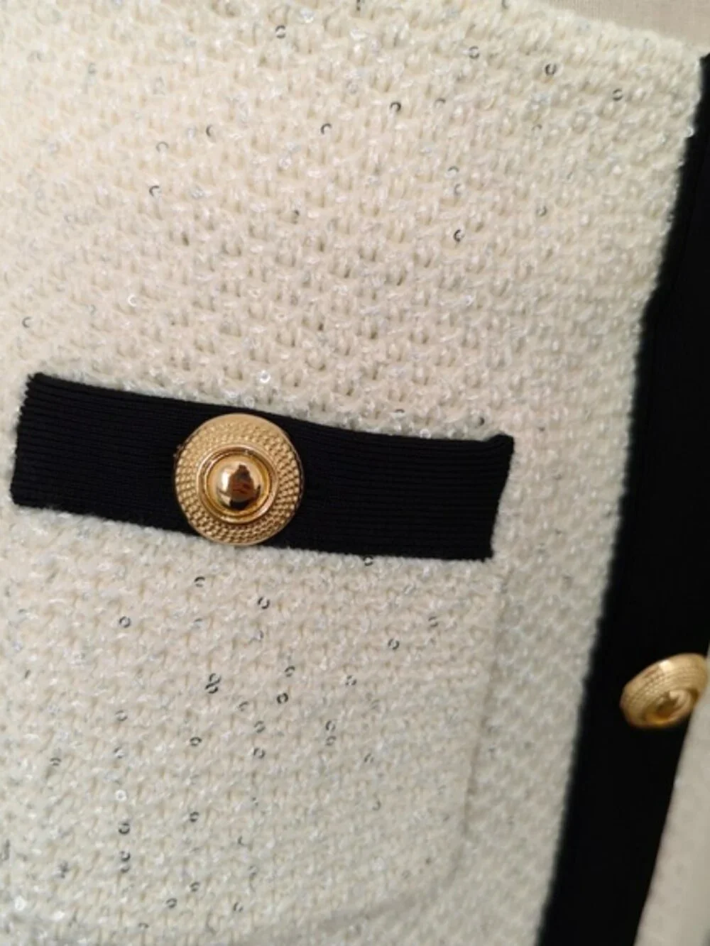 Self-portrait Sequined cotton blend bow cardigan With matching Mini Skirt - Picture 15 of 16